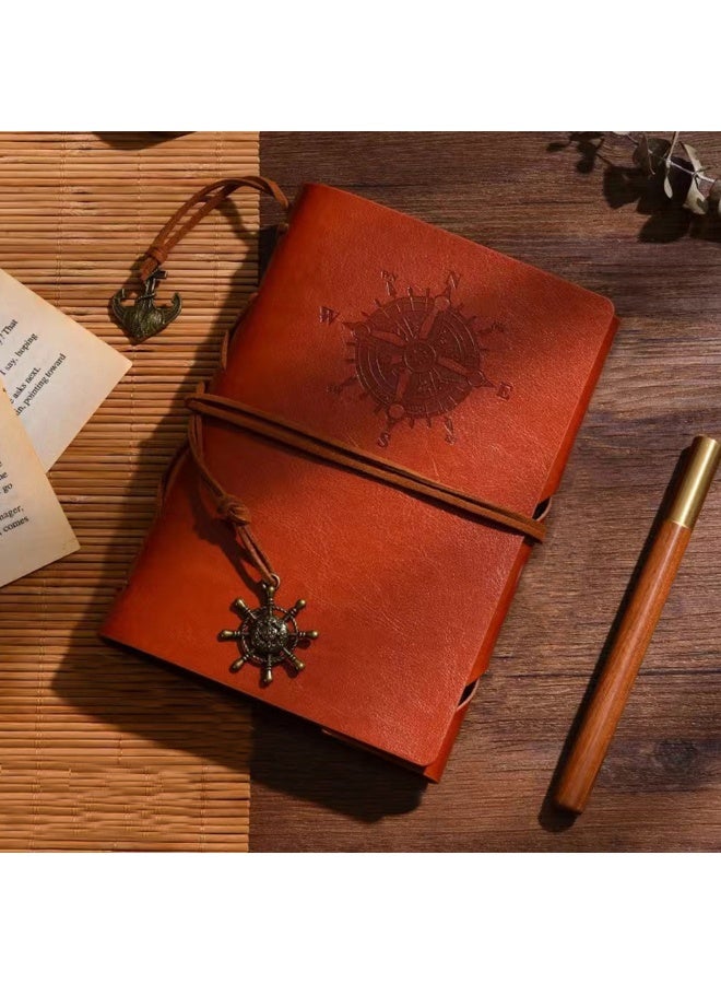 دفتر ملاحظات من الجلد العتيق بحجم A6، دفتر ملاحظات من الجلد قابل لإعادة التعبئة بحجم A6، مجلد حلزوني مع 160 صفحة من ورق الكرافت، دفتر ملاحظات سفر مرن من الجلد يمكن تخصيصه بنفسك - Image 3